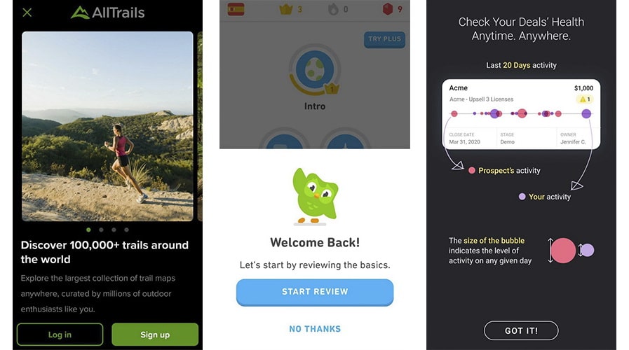 In-apps examples for your onboarding strategy